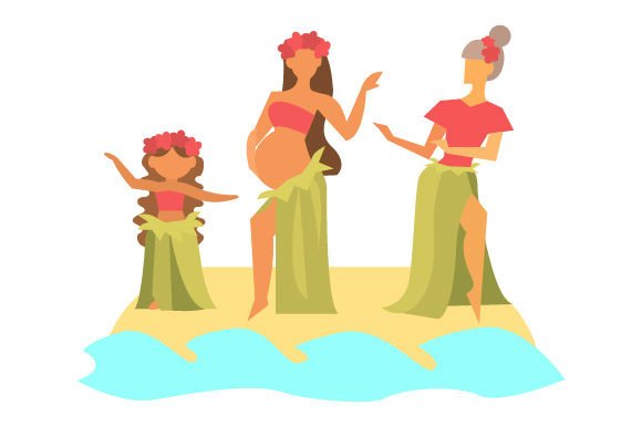 Mom, Daughter, Grandma - Hawaiian Dancers Crafts and Dance Amp