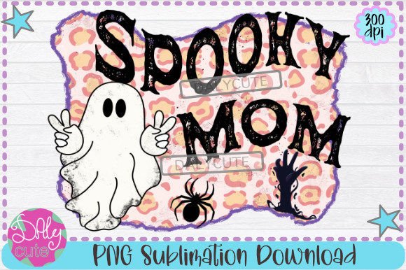 Retro Spooky Mama PNG, Ghost Halloween Graphics and Print Templates